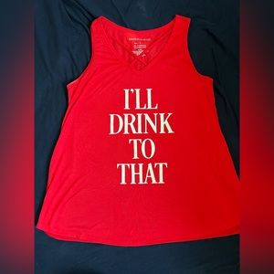 Size large Grayson Threads red tank top “I’ll drink to that”